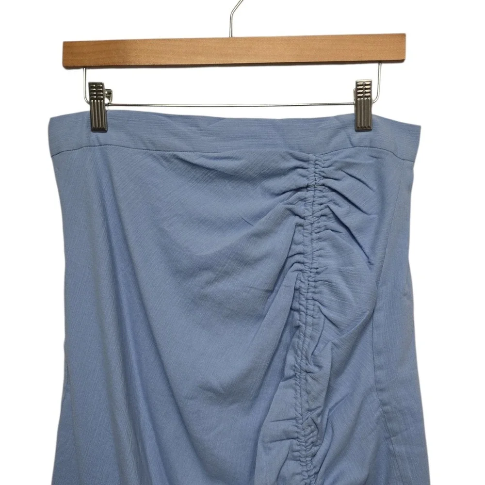 NWT Rumer Revolve Camille Ruched Midi Skirt in Blue Womens Large Vacation‎
